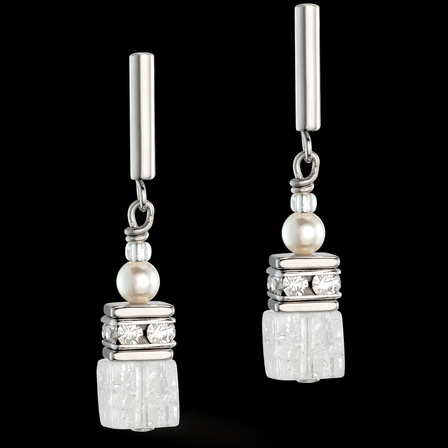 GeoCUBE® Precious Fusion Pearls earrings white