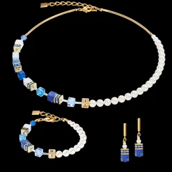 GeoCUBE® Precious Fusion Pearls necklace blue