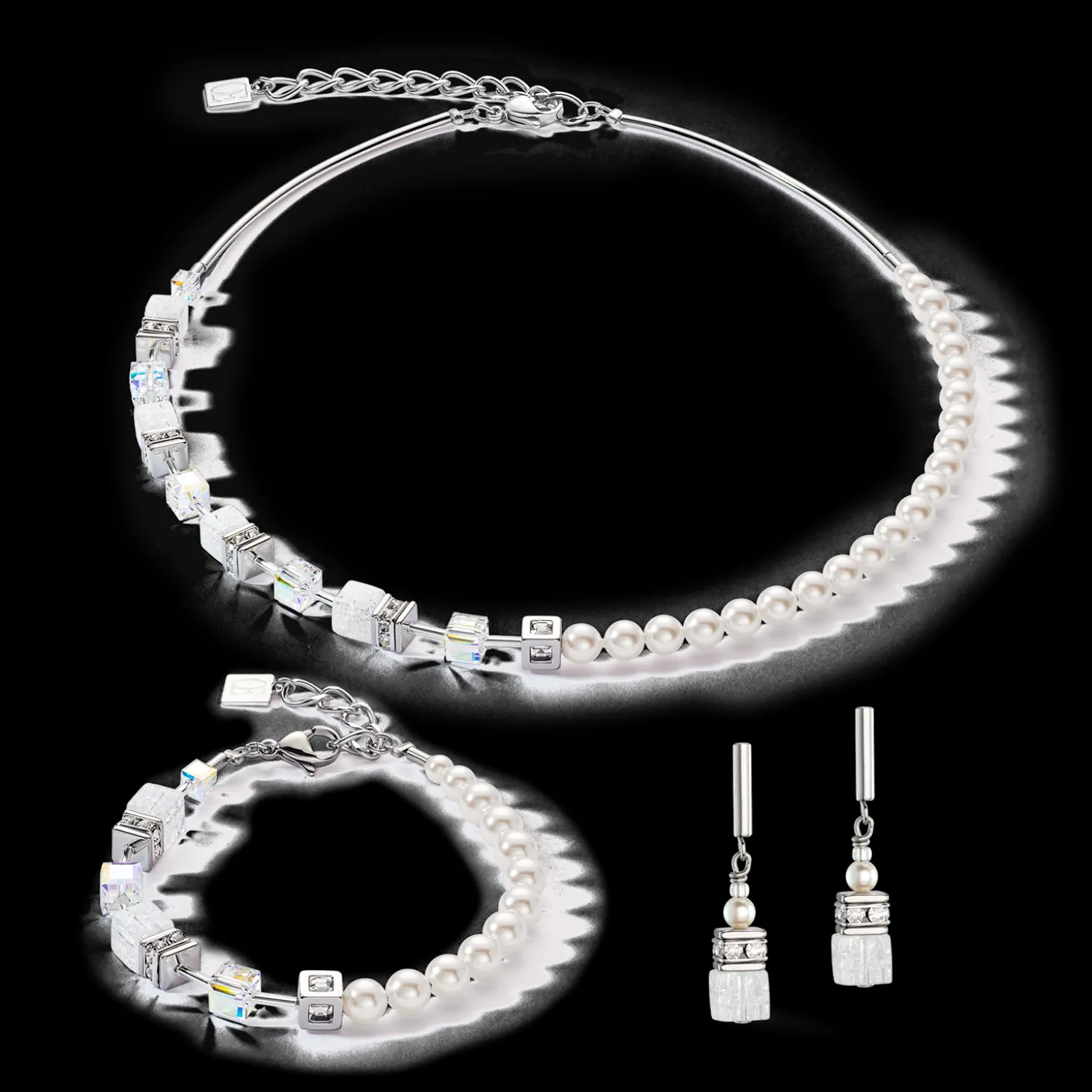 GeoCUBE® Precious Fusion Pearls necklace white
