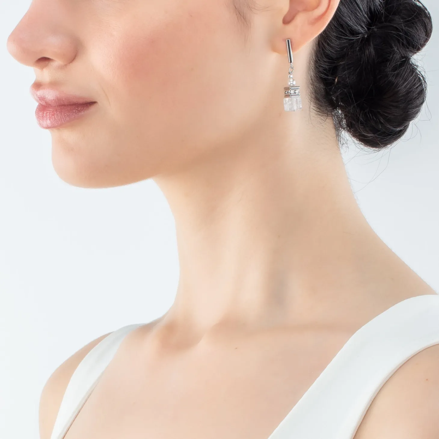 GeoCUBE® Precious Fusion Pearls earrings white