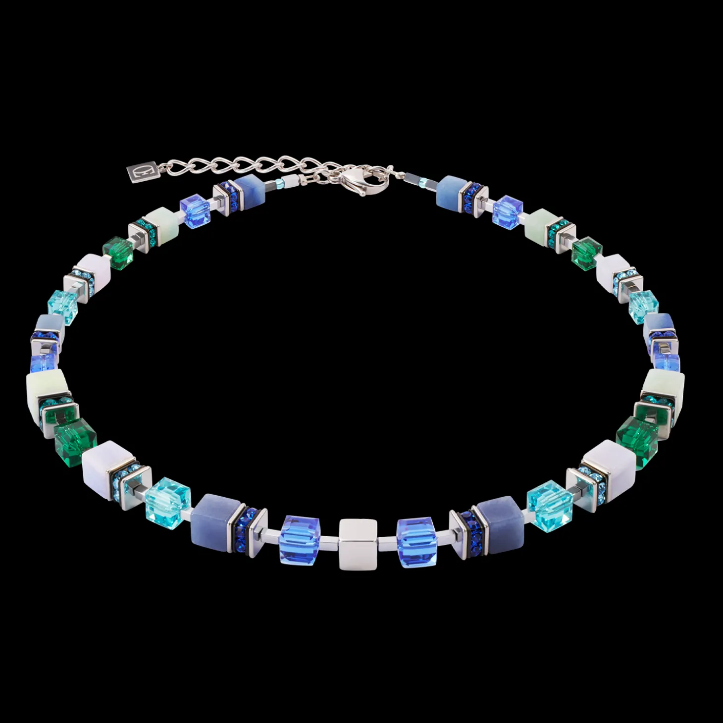 GeoCUBE® Precious Statement necklace silver-ocean