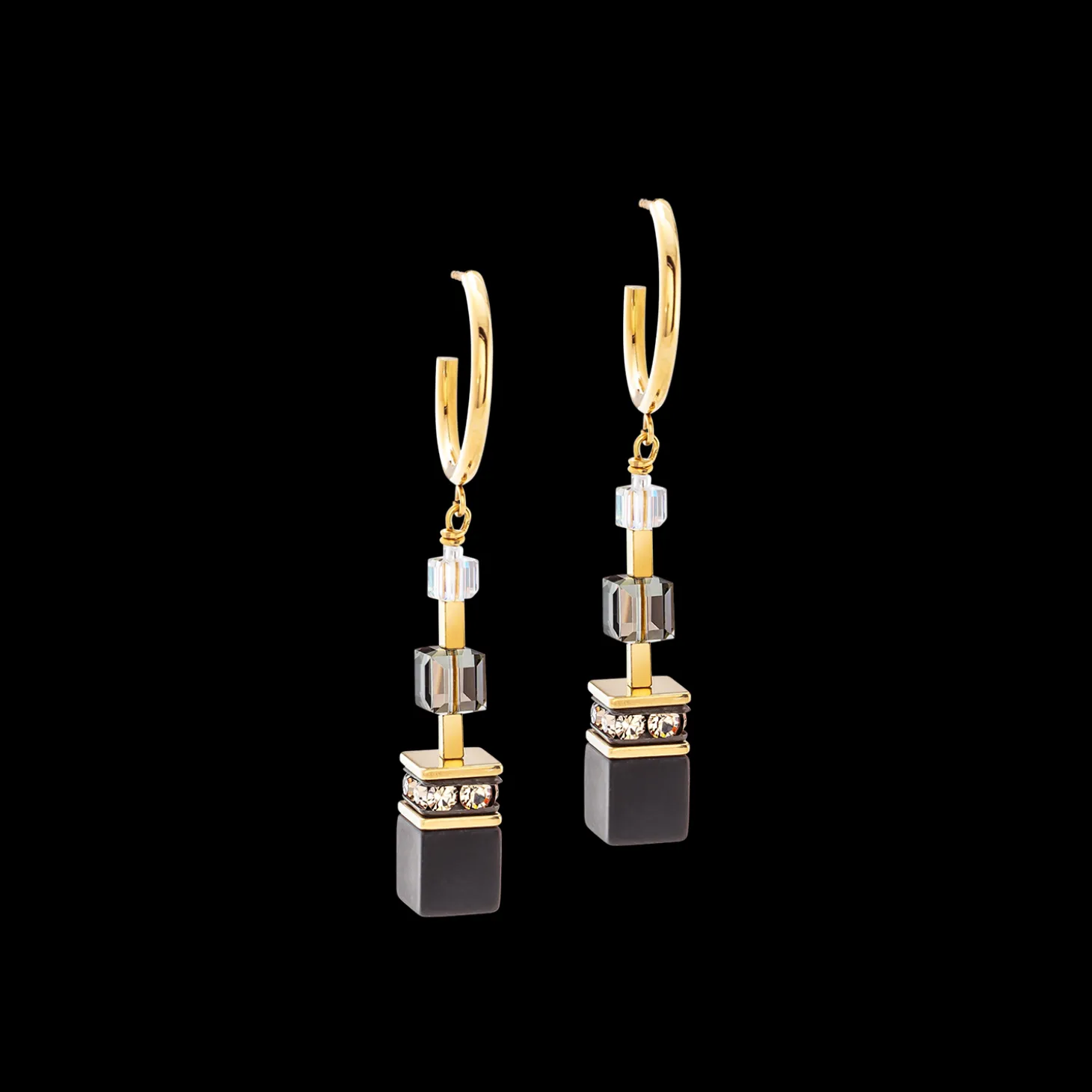 GeoCUBE® Precious statement earrings gold-black