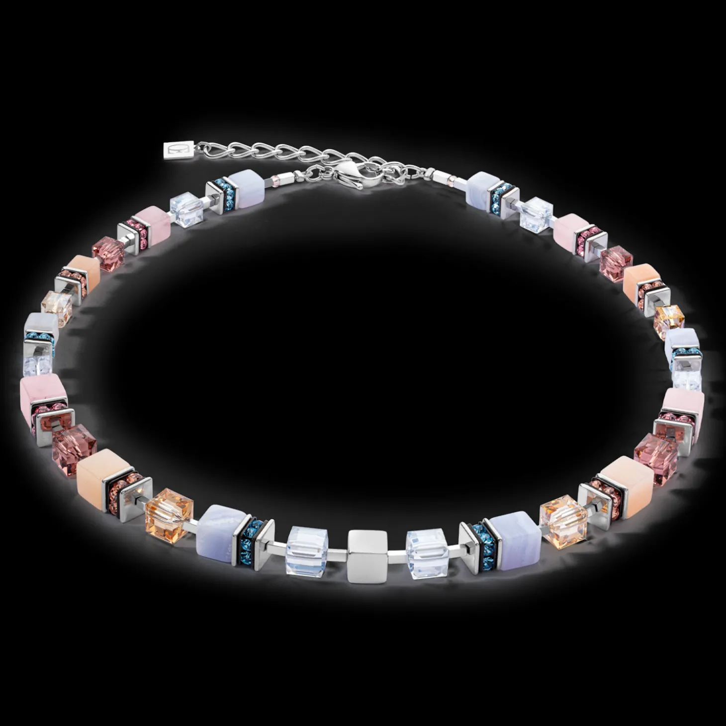 GeoCUBE® Precious Statement necklace silver-pastel