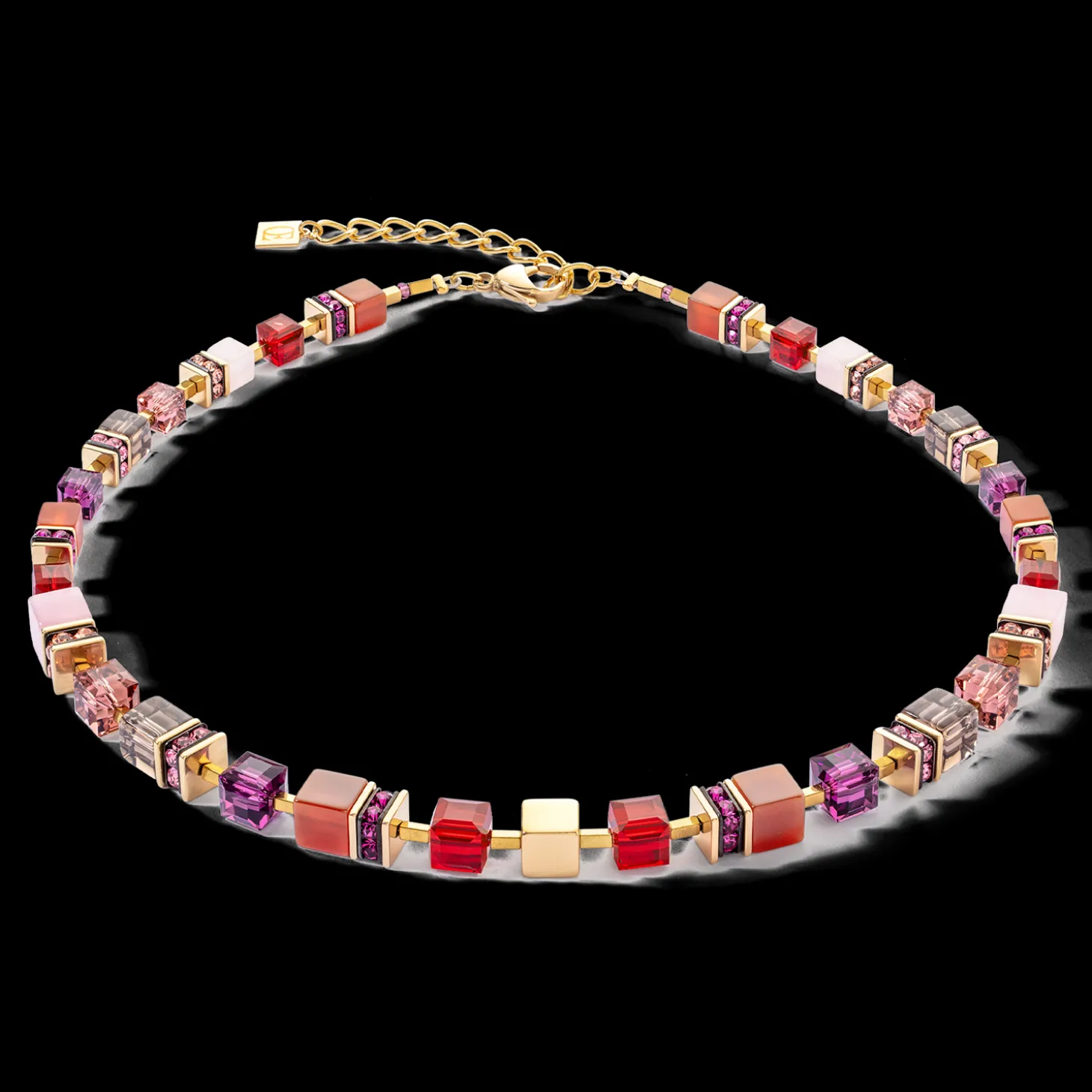 GeoCUBE® Precious statement necklace gold-red