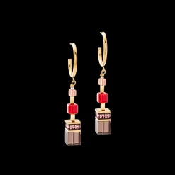 GeoCUBE® Precious statement earrings gold-red