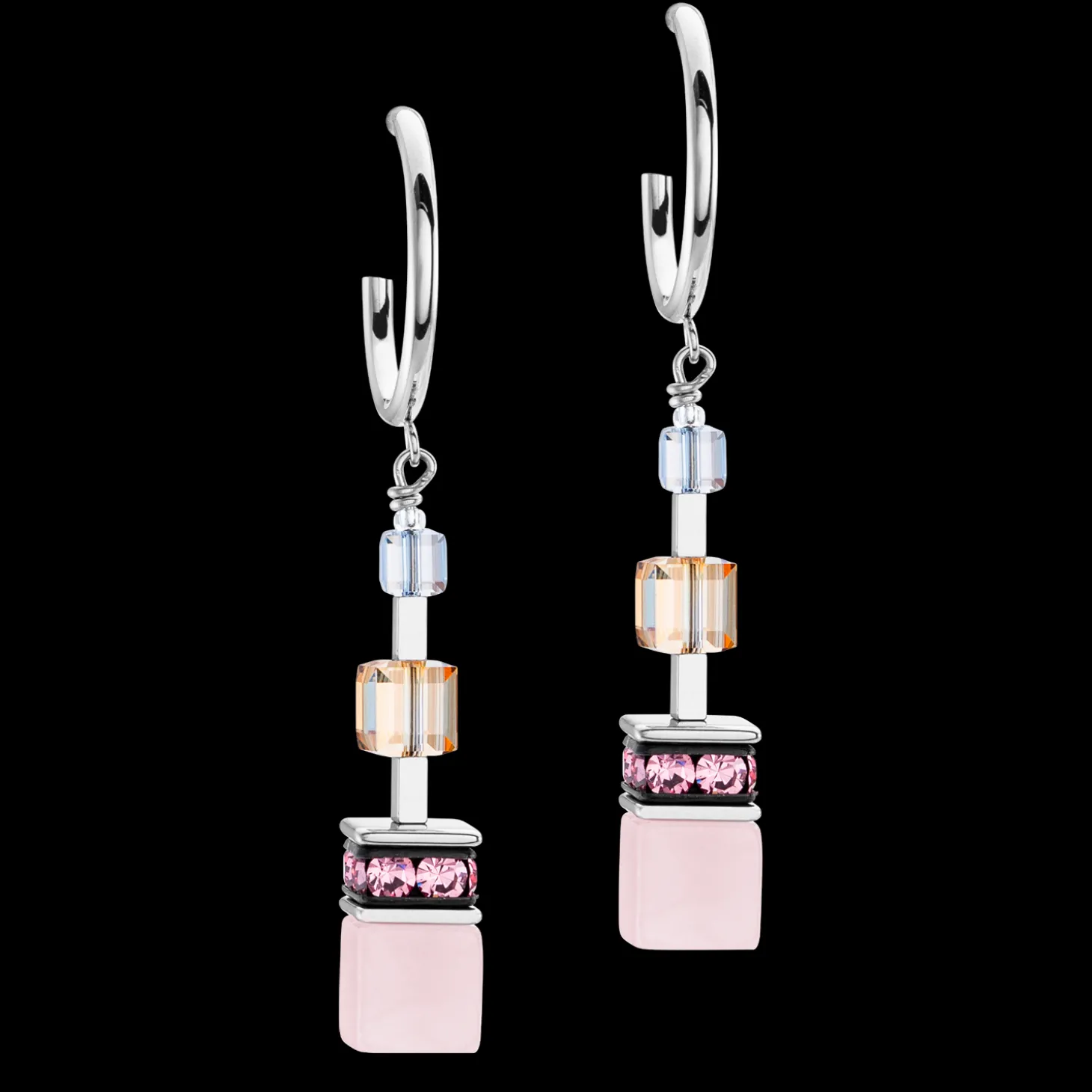 GeoCUBE® Precious Statement earrings silver-pastel