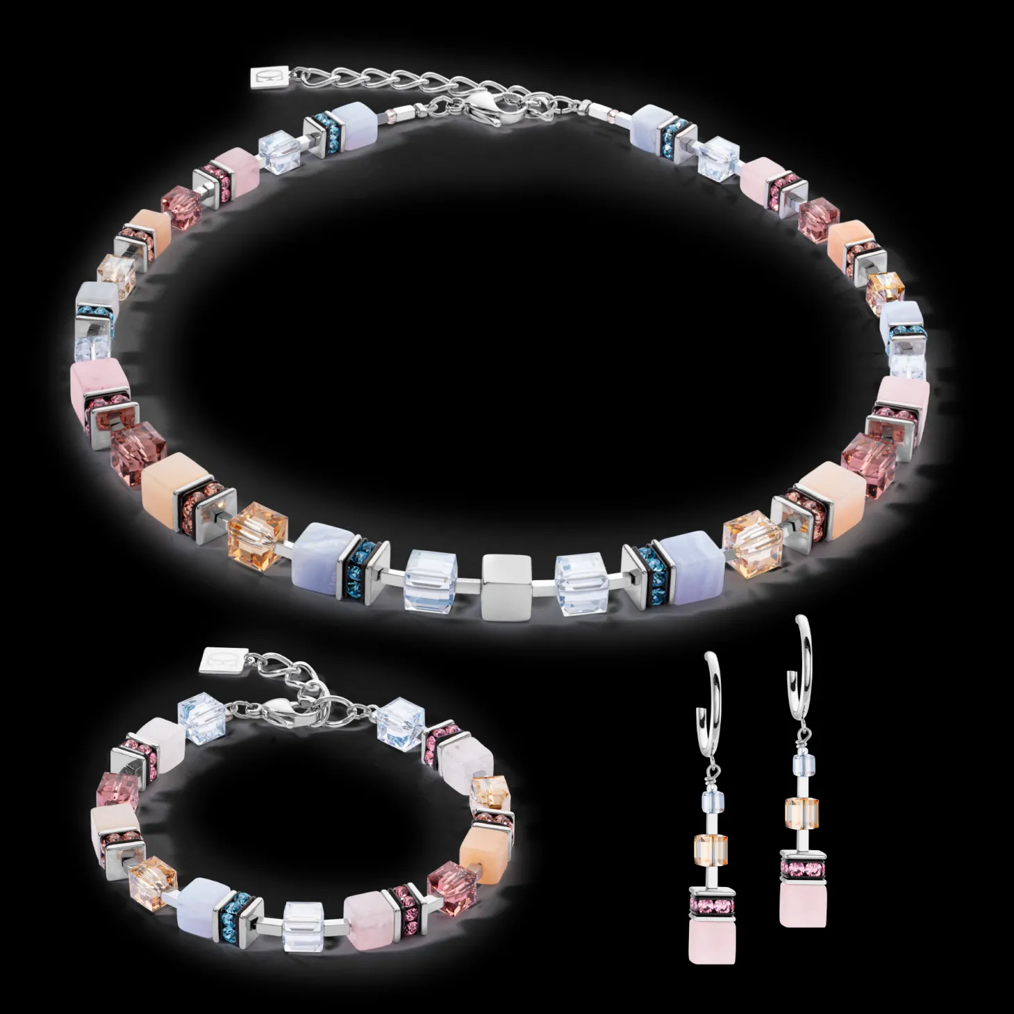 GeoCUBE® Precious Statement bracelet silver-pastel