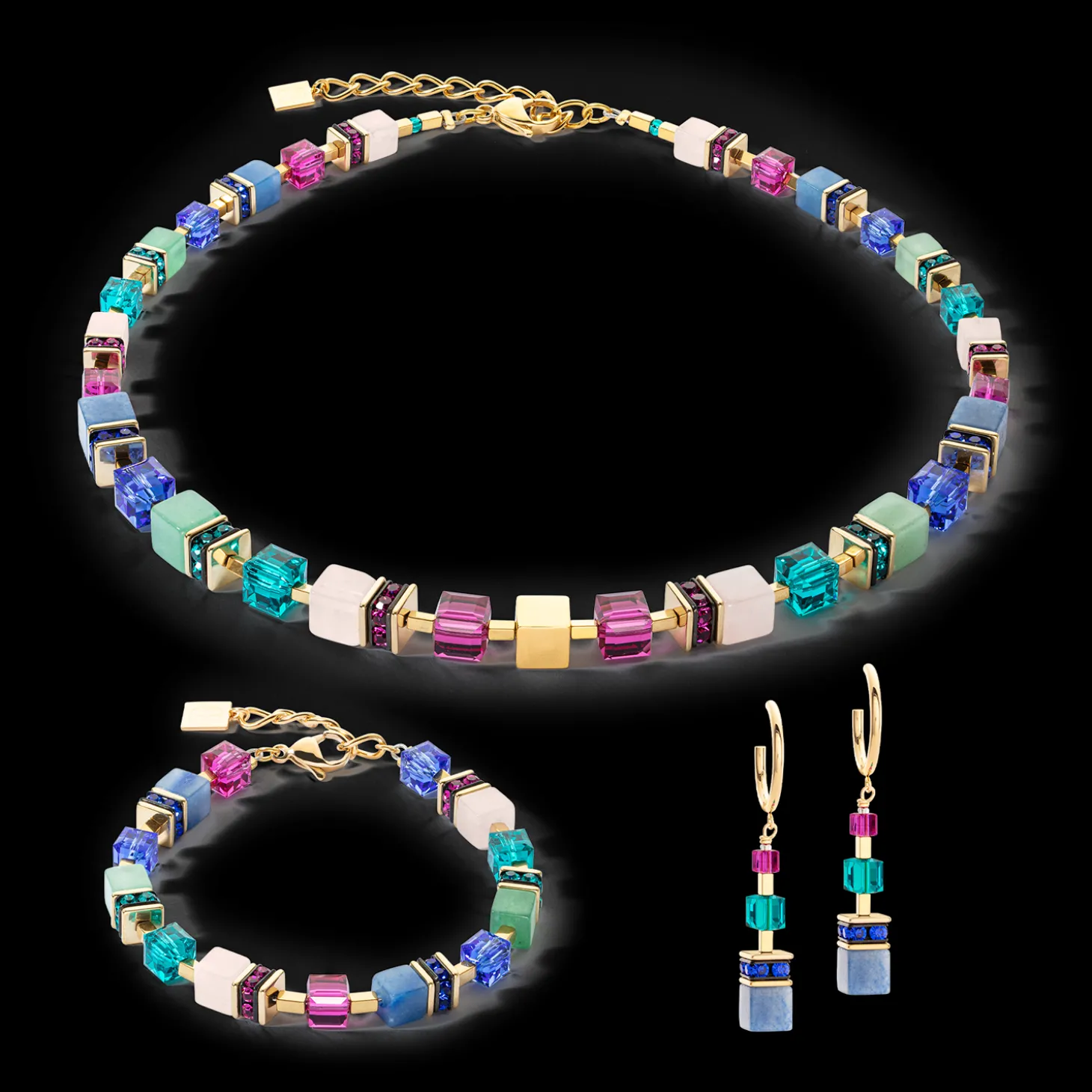 GeoCUBE® Precious Statement necklace gold-multicolour