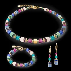 GeoCUBE® Precious Statement earrings gold-multicolour