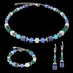 GeoCUBE® Precious Statement earrings silver-ocean