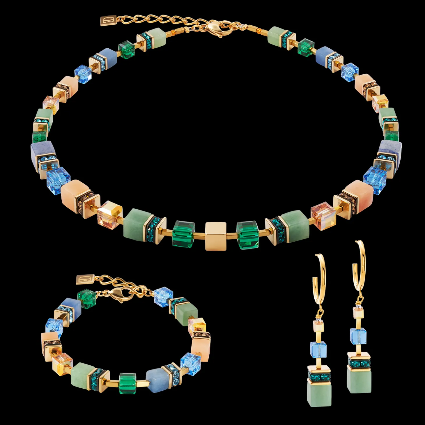 GeoCUBE® Precious Statement necklace gold-spring