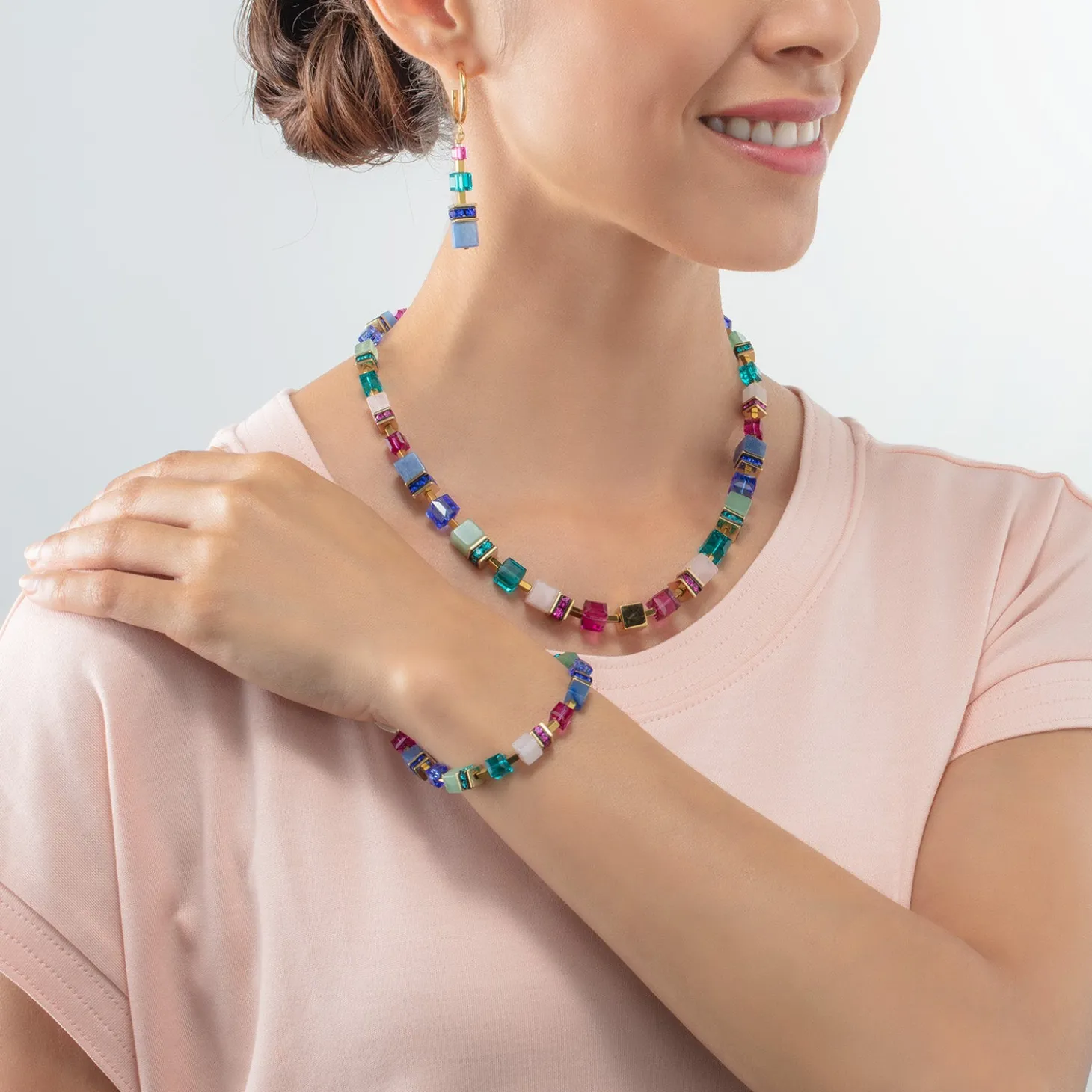 GeoCUBE® Precious Statement necklace gold-multicolour