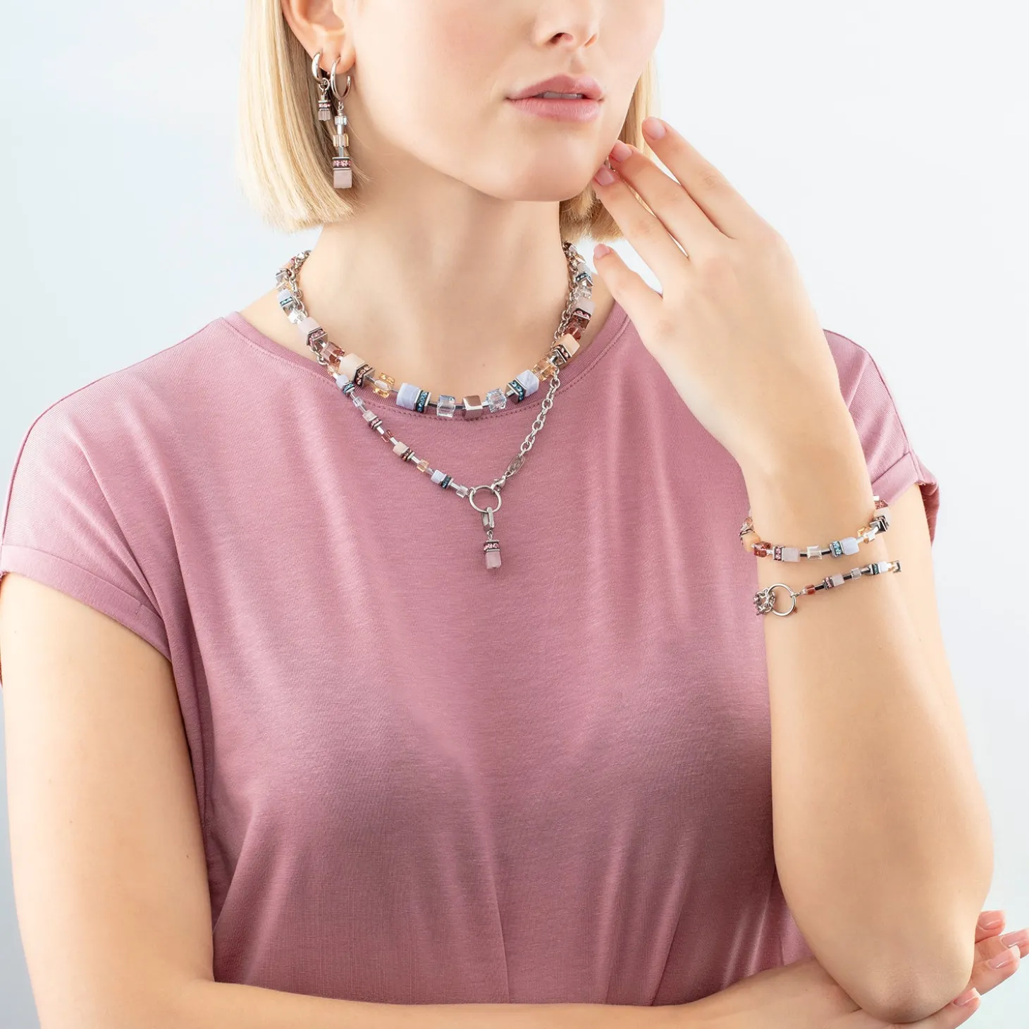 GeoCUBE® Precious Statement earrings silver-pastel