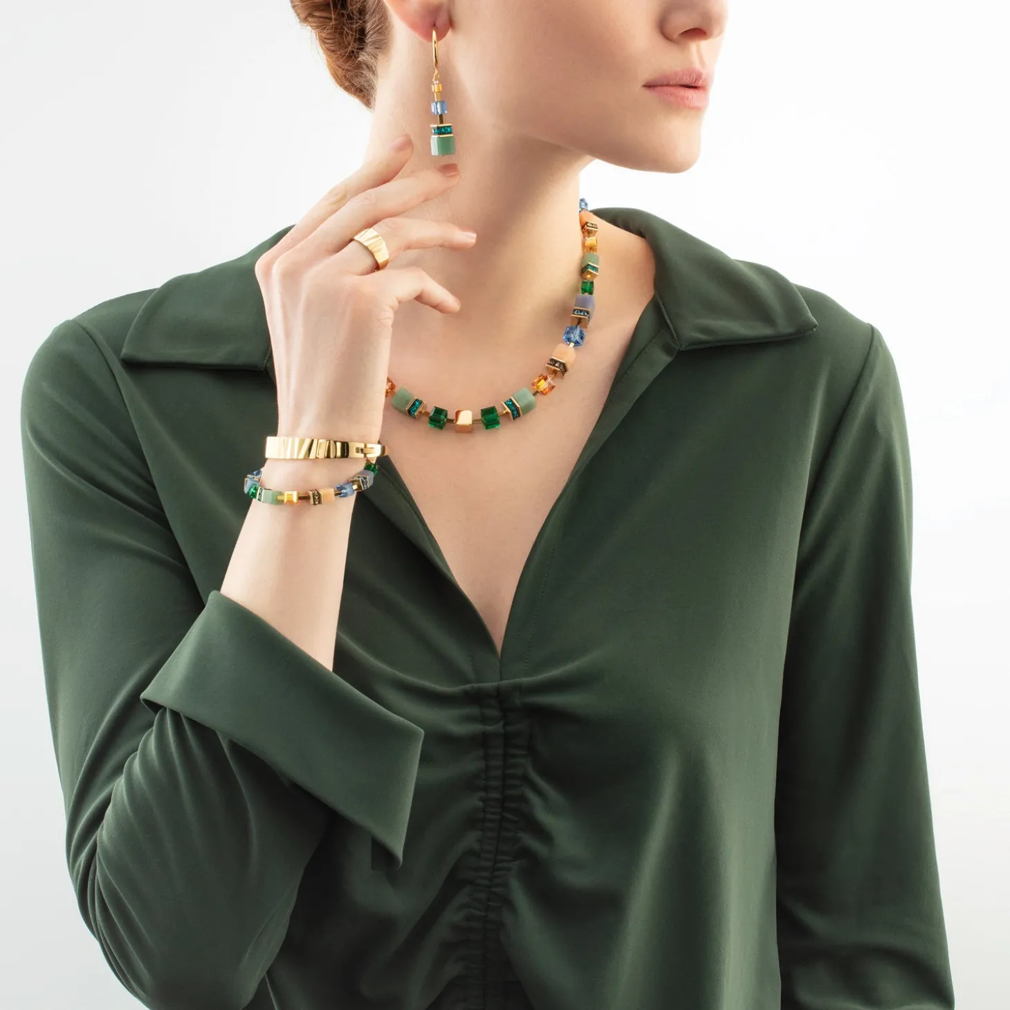 GeoCUBE® Precious Statement necklace gold-spring