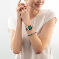 Gift Set Watch Iconic Cube Turquoise Glaze silver & GeoCUBE® Iconic Bracelet Magic silver