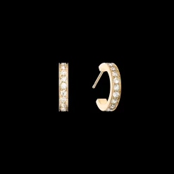 Hoop earrings 15 stainless steel & crystals gold crystal