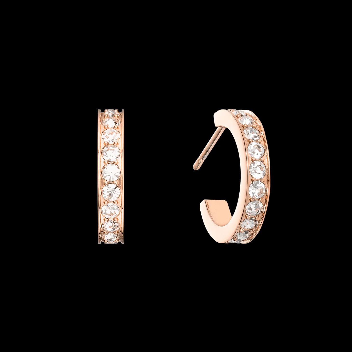 Hoop earrings 15 stainless steel & crystals rose gold crystal