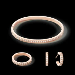 Hoop earrings 15 stainless steel & crystals rose gold crystal