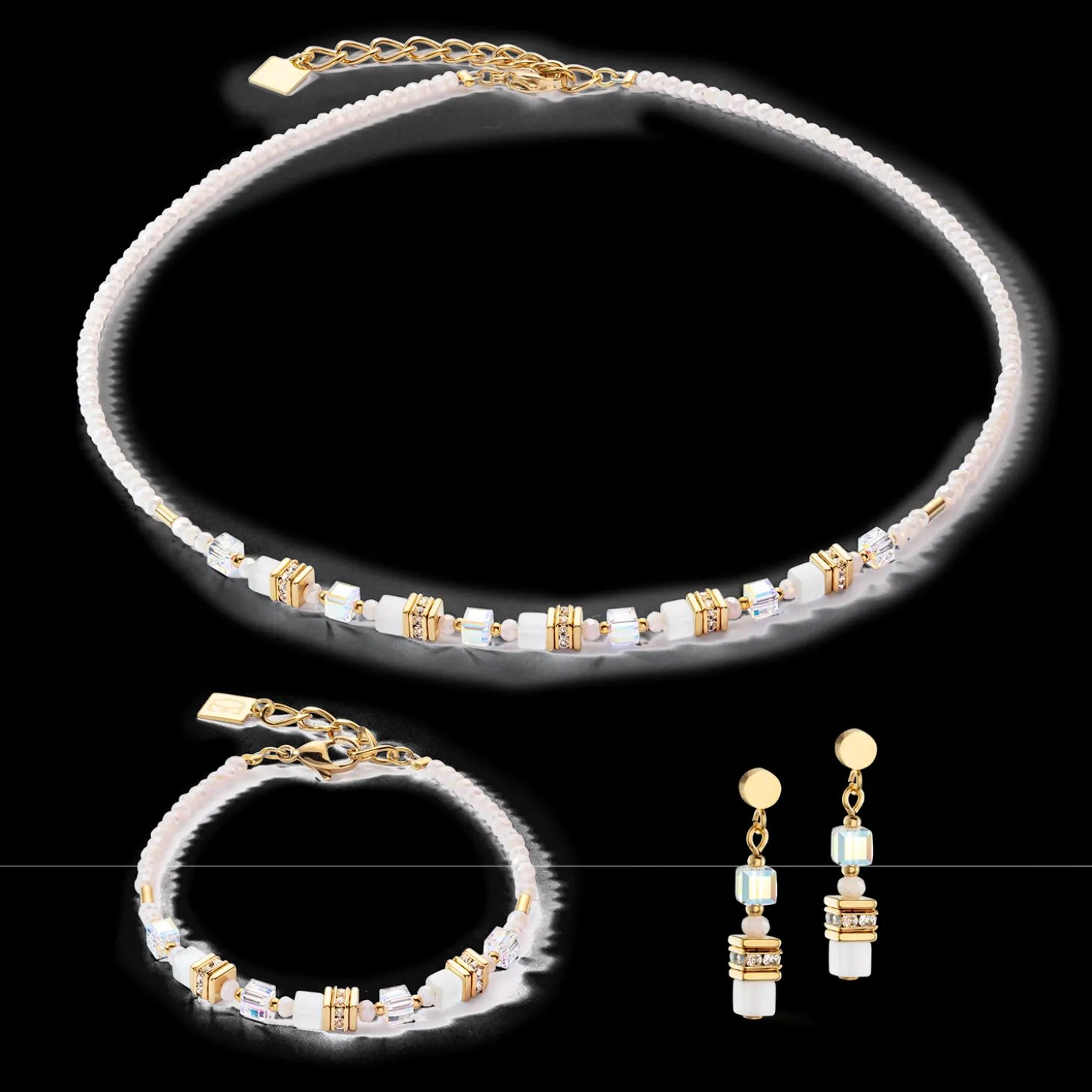 Mini Cubes bracelet gold white
