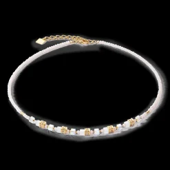 Mini Cubes necklace gold white