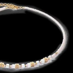 Mini Cubes necklace gold white