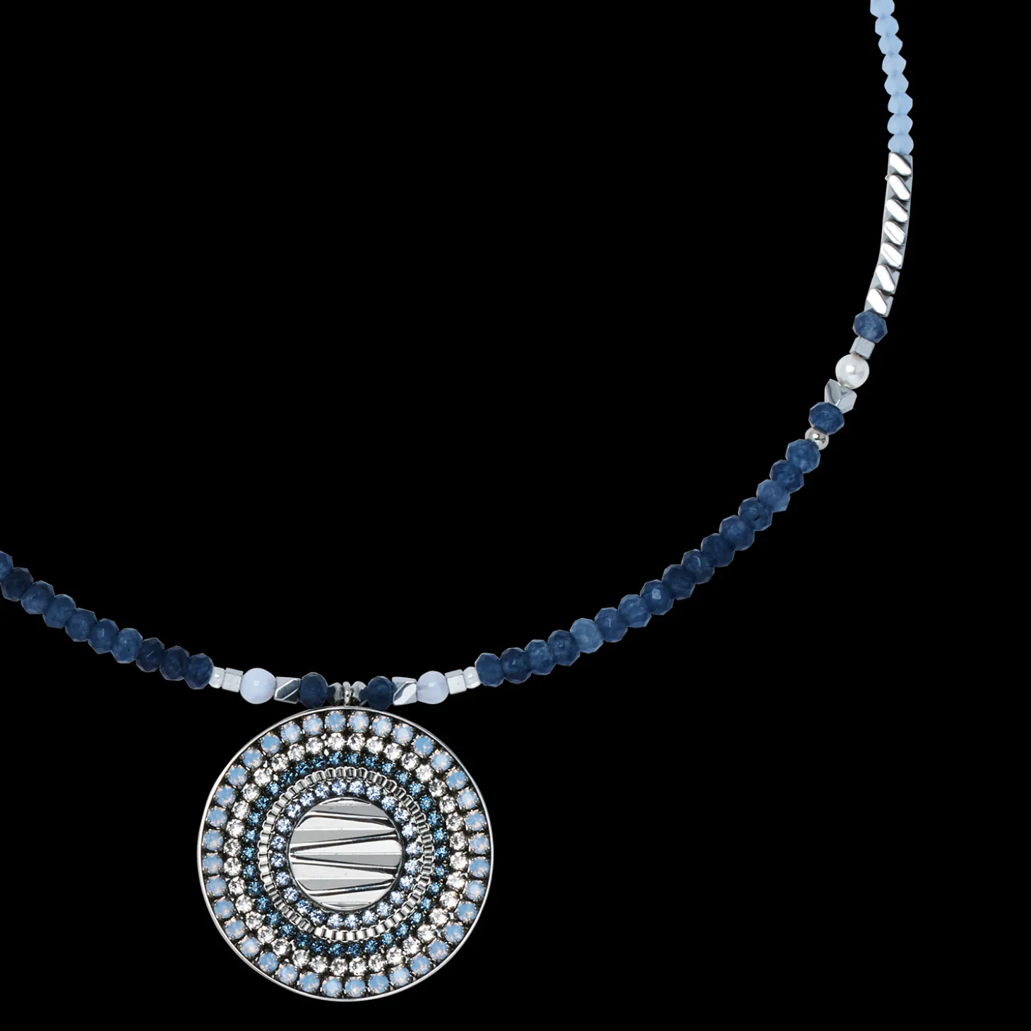 Necklace Amulet Modern Future silver-blue
