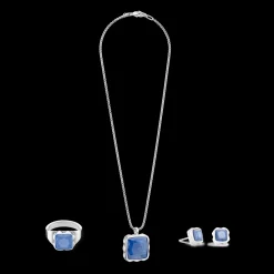 Necklace Amulet Spikes Square Aventurine silver-blue