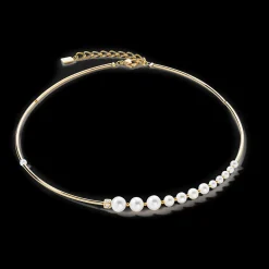 Necklace Asymmetry Freshwater Pearls & stainless steel white-gold