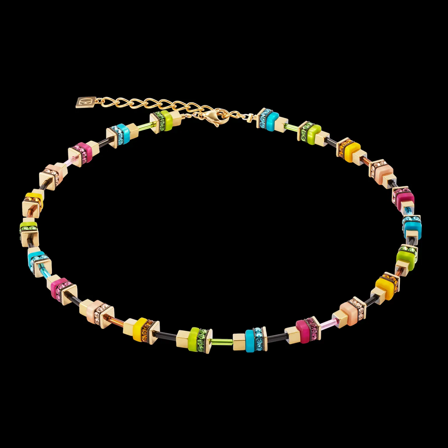 Necklace Boho Sunset Cube rainbow