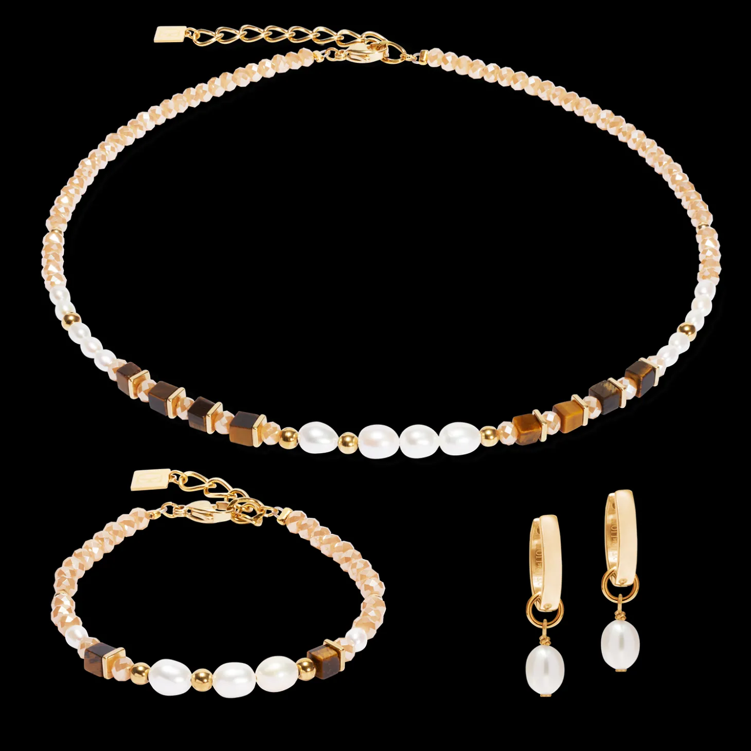 Necklace Cosmic Pearls deep gold
