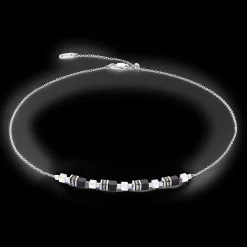 Necklace Mini Cubes & Chain silver-black