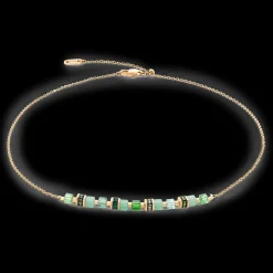 Necklace Mini Cubes & Chain gold-green