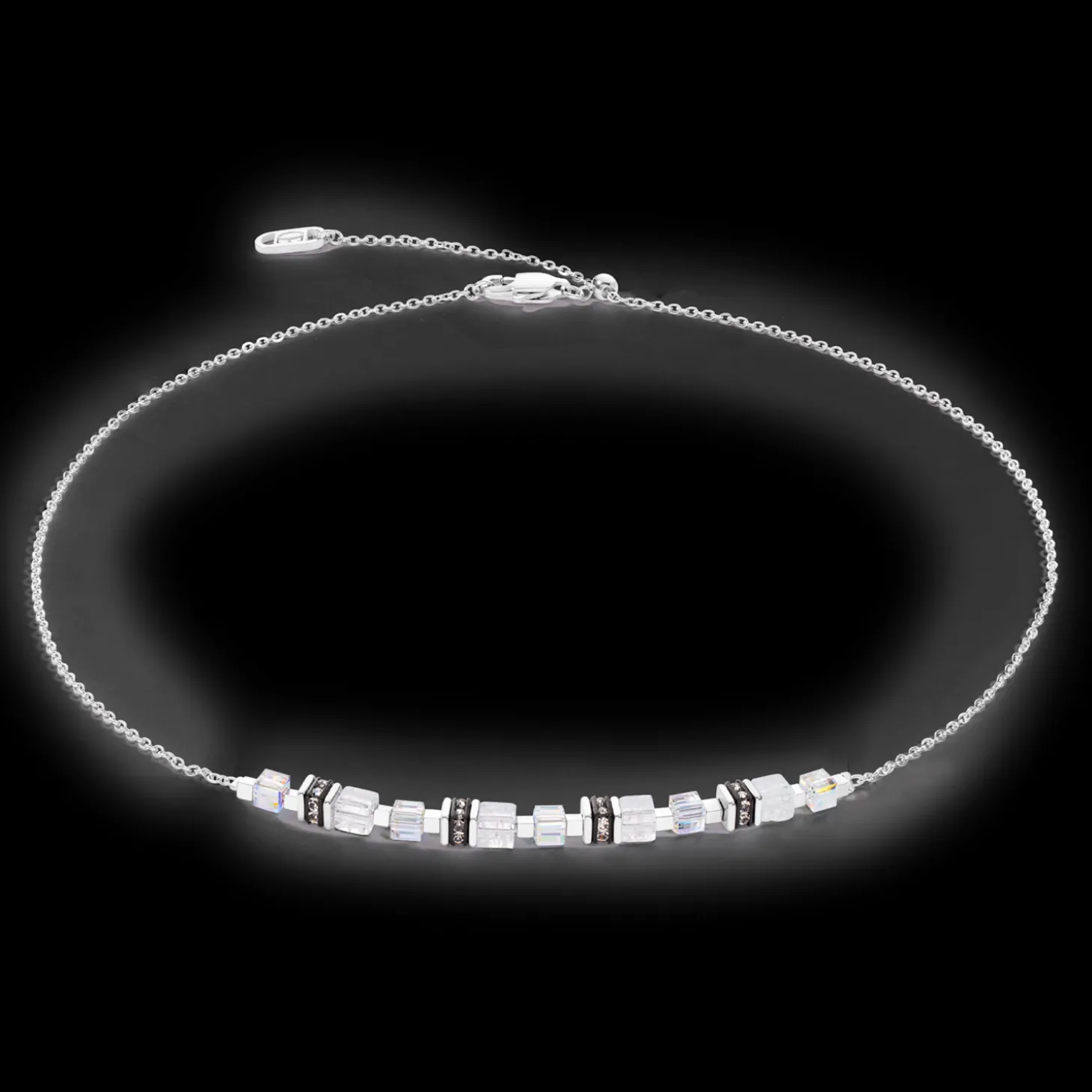 Necklace Mini Cubes & Chain silver-white