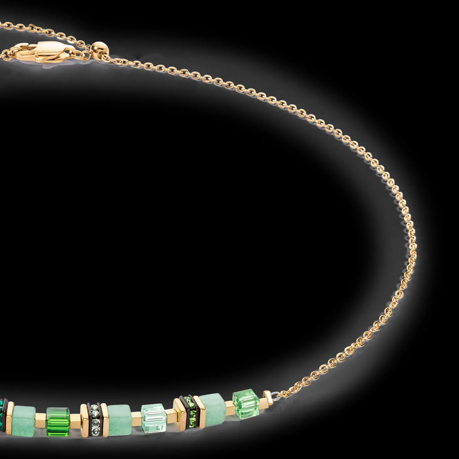 Necklace Mini Cubes & Chain gold-green
