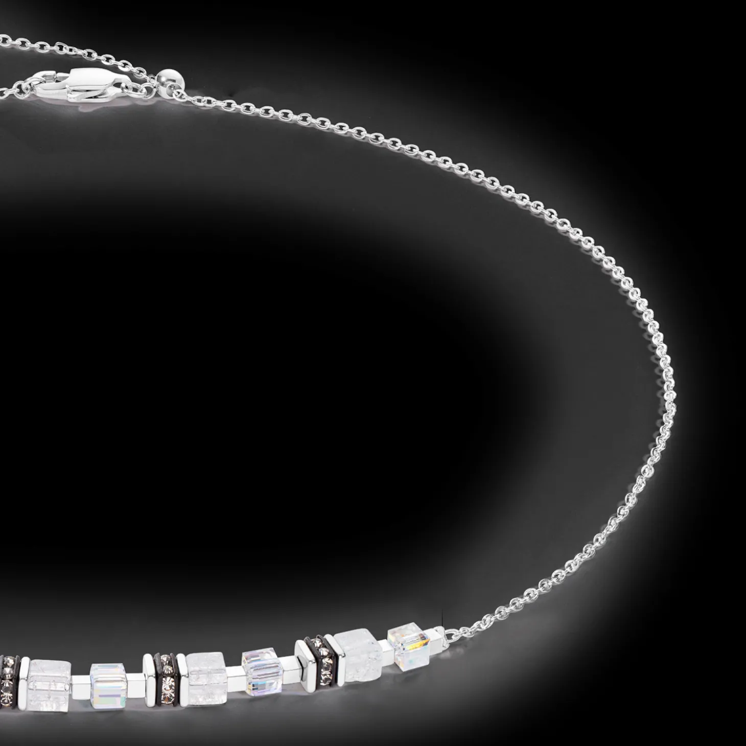 Necklace Mini Cubes & Chain silver-white