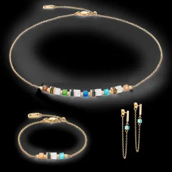 Necklace Mini Cubes & Chain gold-multicolour