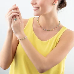 Necklace Mini Cubes & Pearls Mix gold-rainbow