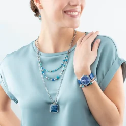 Necklace OE Amulet Square Aventurine silver-blue