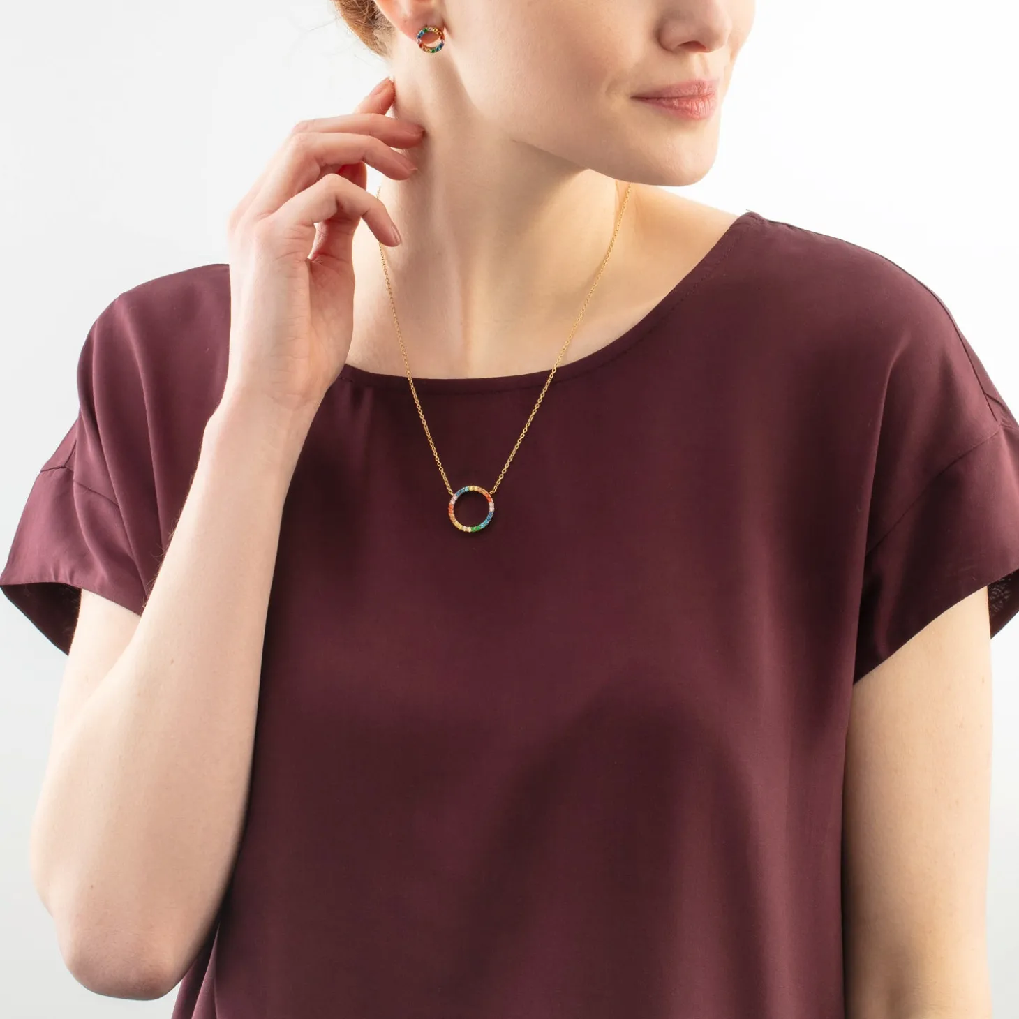 Necklace Sparkling Circle gold-multicolour