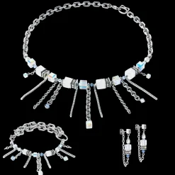 Necklace Sunray Cube Bohème silver-white