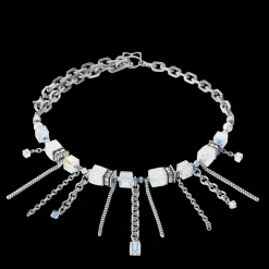 Necklace Sunray Cube Bohème silver-white
