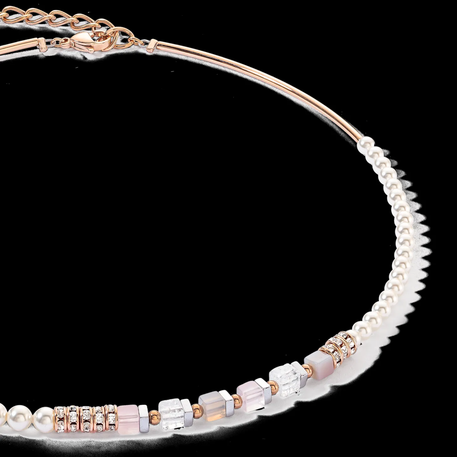Precious Fusion Offset necklace rose gold-ice pink