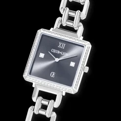Watch Iconic Cube Sparkling Anthracite Attraction Statement Silver