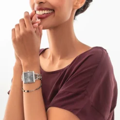 Watch Iconic Cube Sparkling Anthracite Attraction Statement Silver