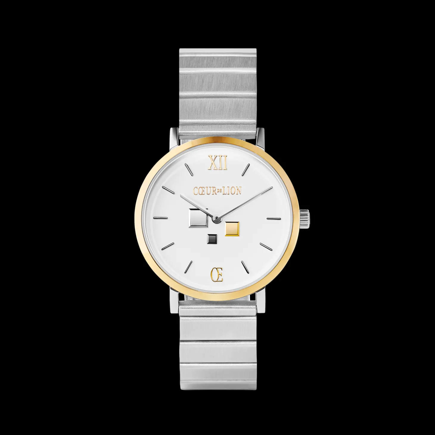 Watch Round Brilliant White Bicolor Stainless Steel Silver
