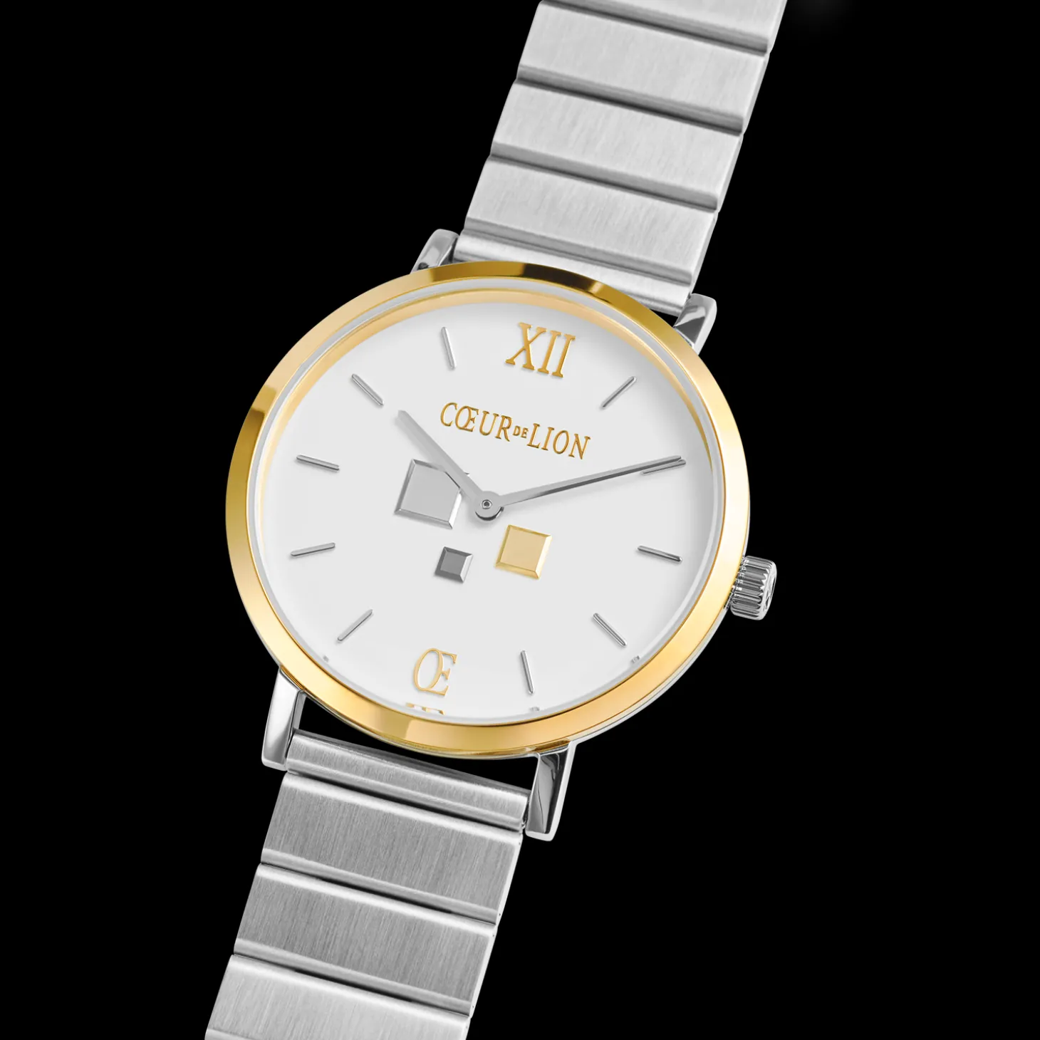 Watch Round Brilliant White Bicolor Stainless Steel Silver