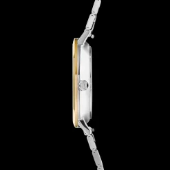 Watch Round Brilliant White Bicolor Stainless Steel Silver