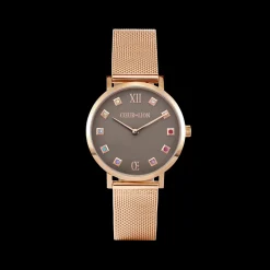 Watch Round Mocha Matt Milanese Stainless Steel Rose Gold