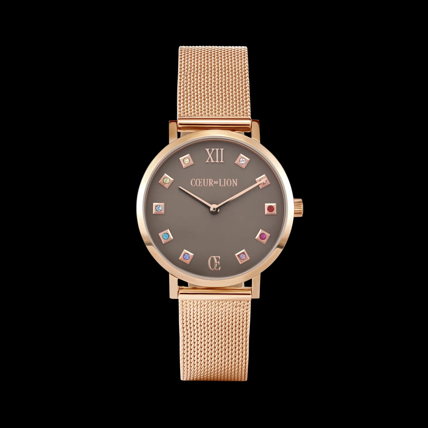 Watch Round Mocha Matt Milanese Stainless Steel Rose Gold