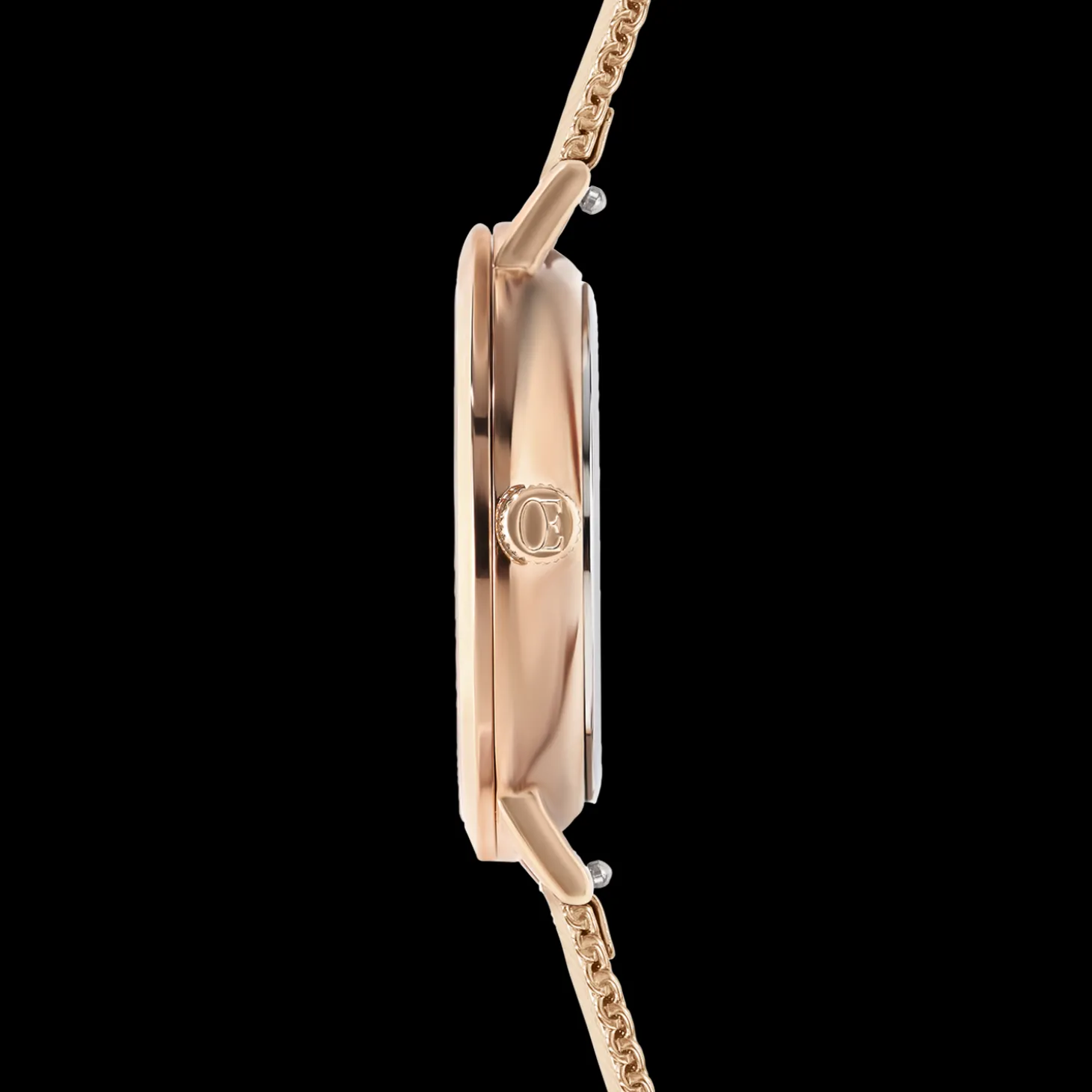 Watch Round Mocha Matt Milanese Stainless Steel Rose Gold